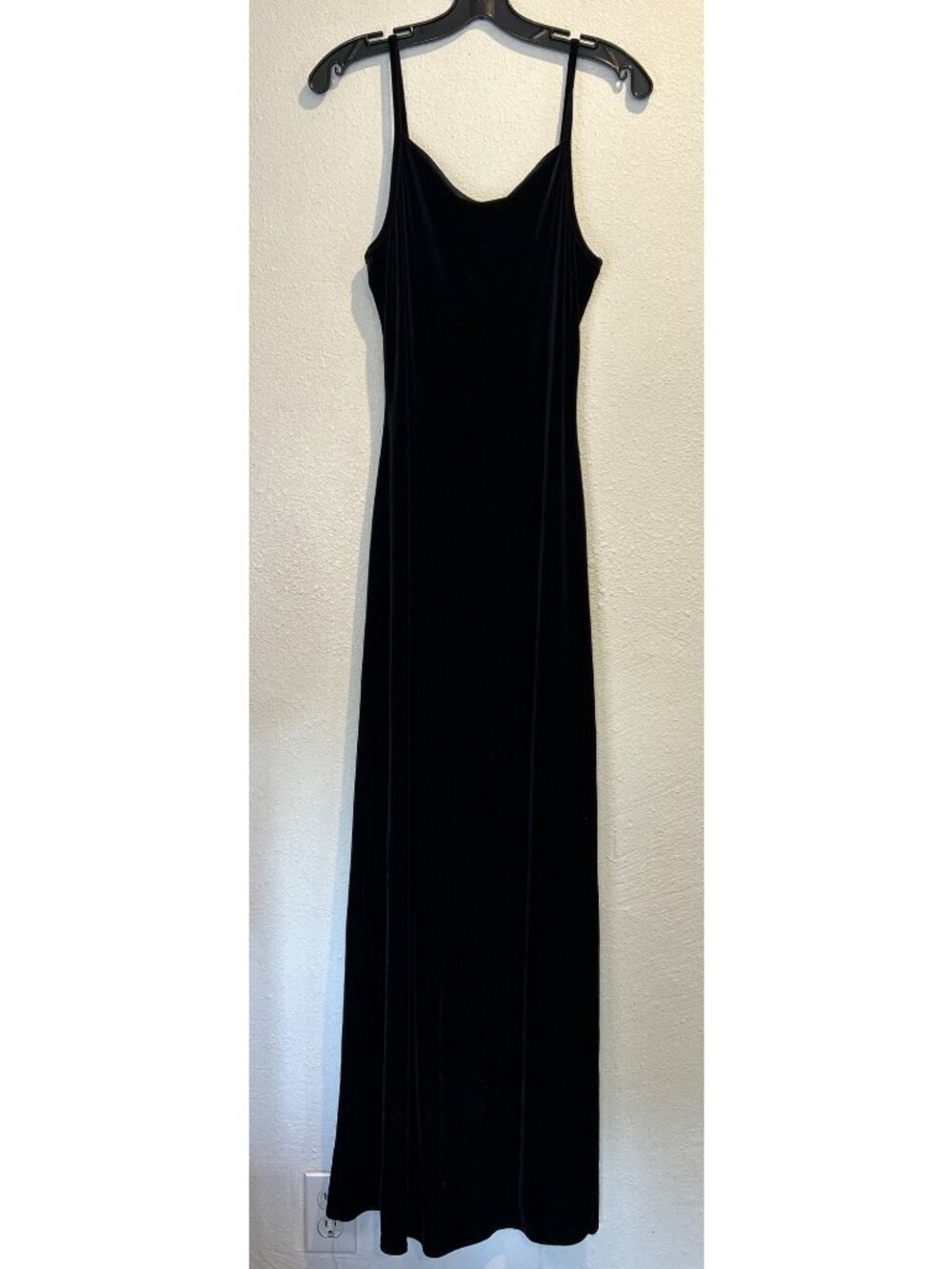 Jump Vintage Black Velvet Slip Dress Long Spaghetti strap Size 5/6 Y2K
